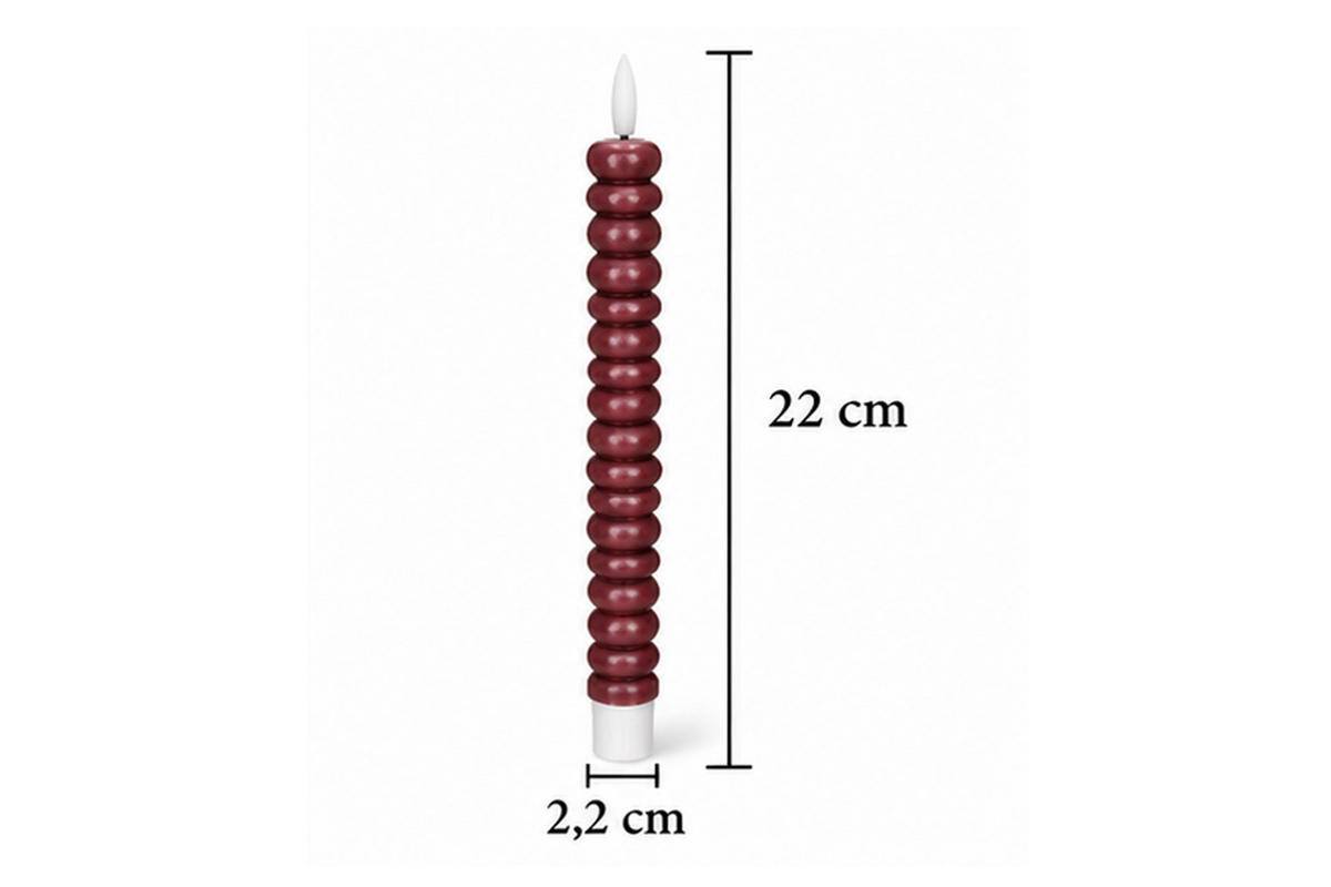 LED-KERZENSET Ø2,2x22 cm, Dunkelrot - Dunkelrot, Naturmaterialien (2.2/2.2/22cm) - dasmöbelwerk