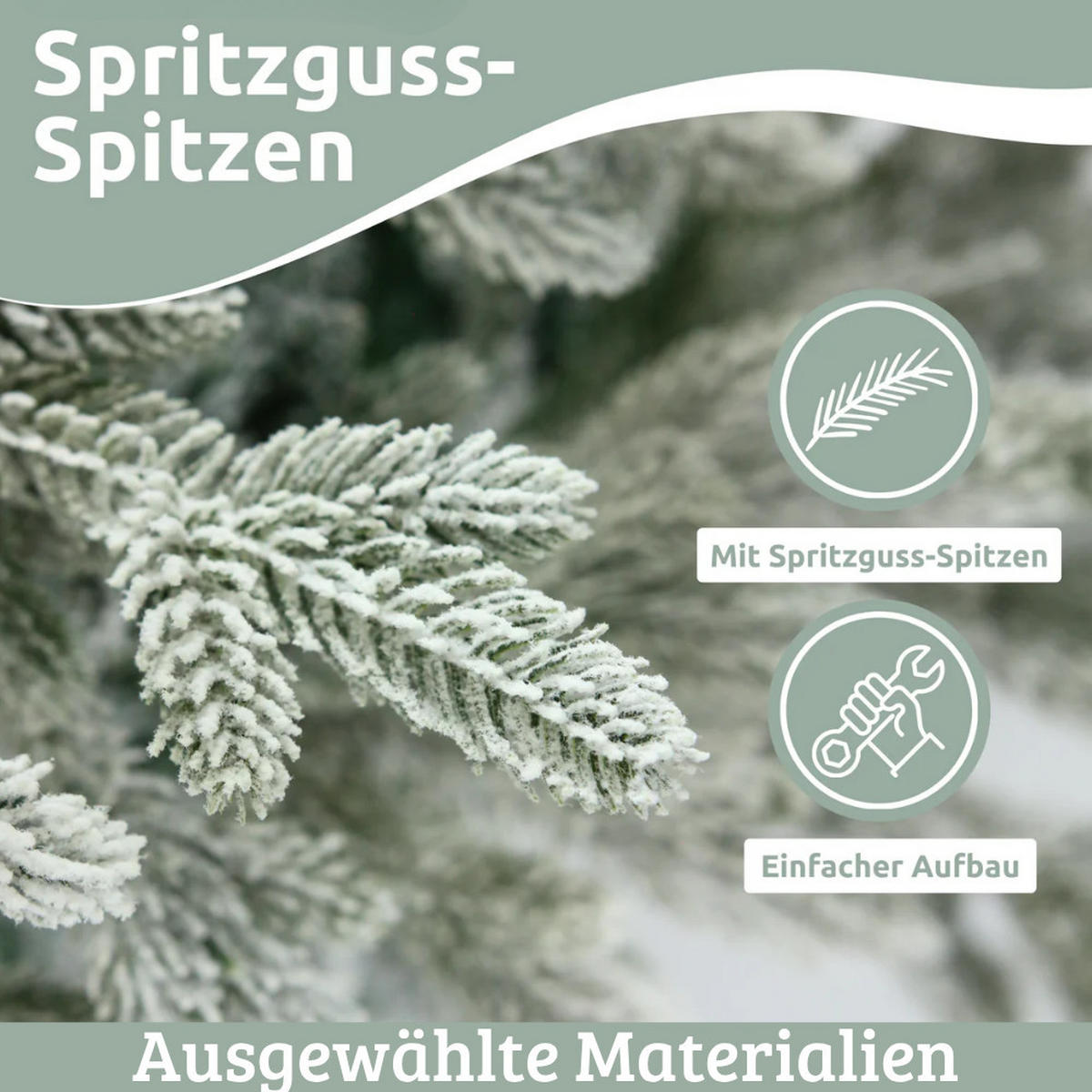 WEIHNACHTSBAUM künstlich 160 cm mit Schnee Inkl. Lichterkette Nordfichte Spritzguss - Weiß, Kunststoff (105cm) - DELUKE