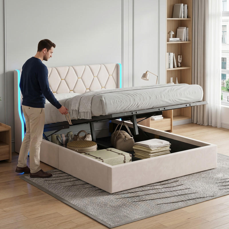 SHOPENTRA Polsterbett | Beige