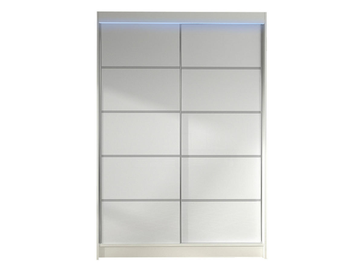 SCHWEBETÜRENSCHRANK Lino IV mit RGB LED Beleuchtung - Weiß, Holzwerkstoff/Metall (120/200/58cm) - MIRJAN24