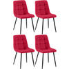 STUHL 4er Set Samt Rot - Rot/Schwarz, Textil/Metall (45/84/55cm) - CLP