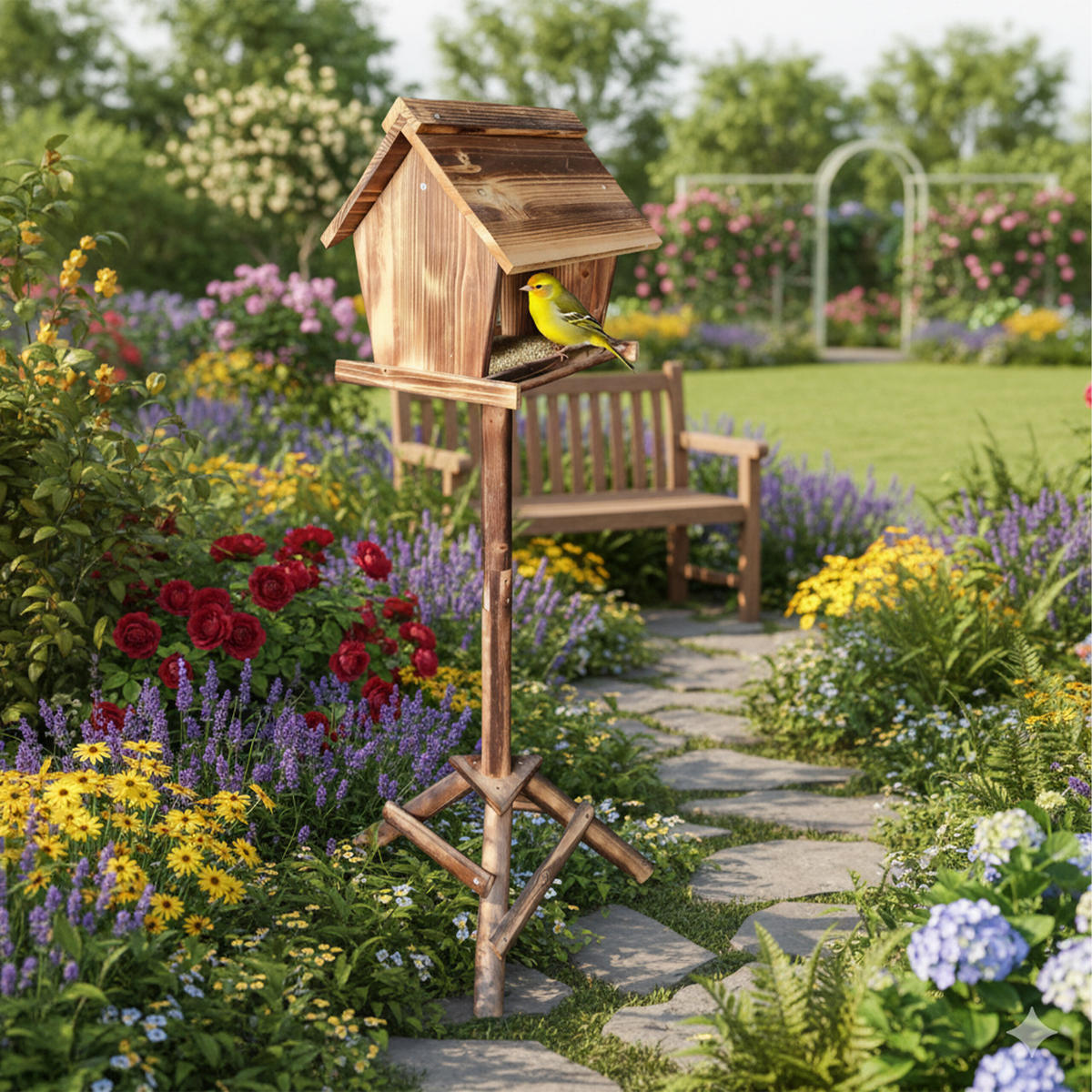 VOGELFUTTERHAUS - Braun, Holz (32/107/27cm) - Relaxdays