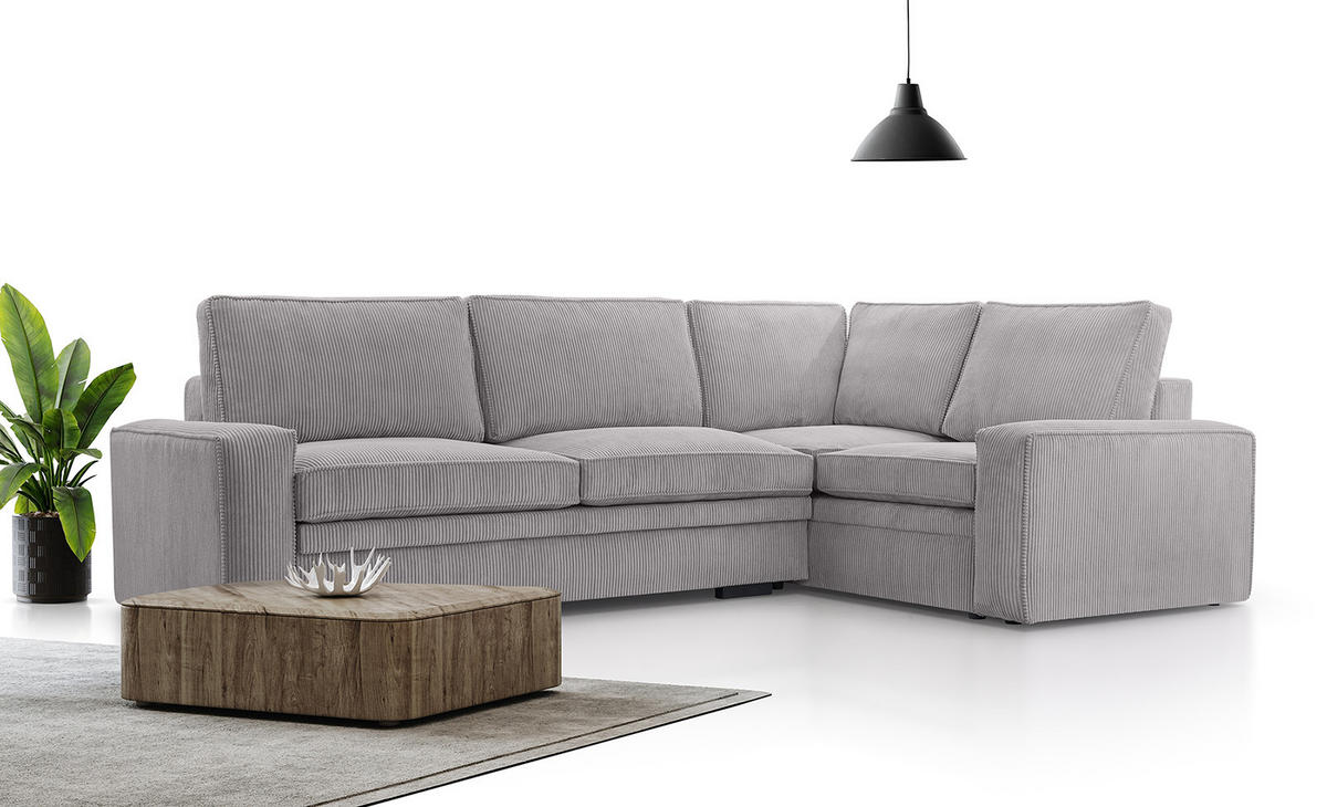 ROHOVÁ SOFA FJORDI s funkcí spaní, Šedá - šedá, textil (296/196cm) - Fedve