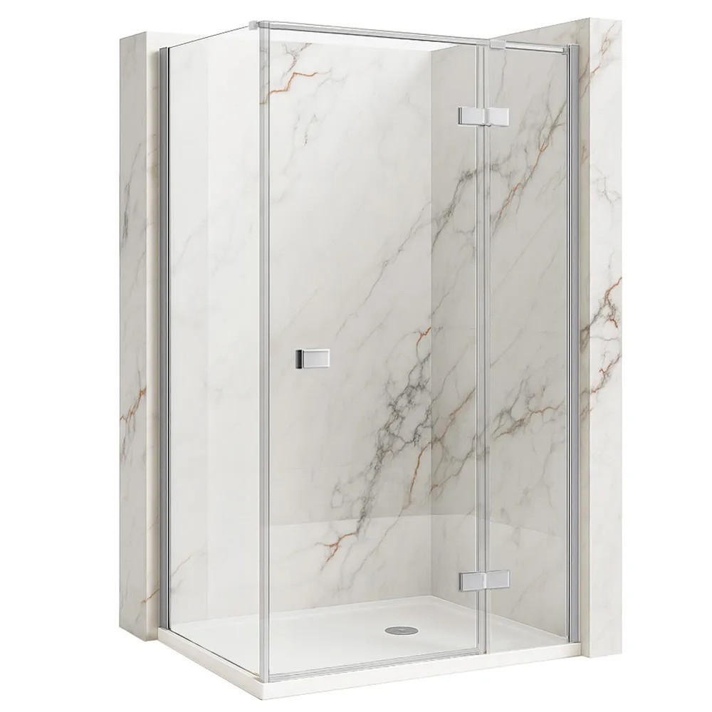 DUSCHKABINE Rea Atlas 100x90 Chrome linke - Chromfarben, Glas (100/90/200cm) - REA