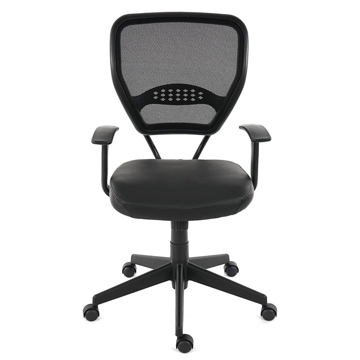 DREHSTUHL Detroit HxBxT 108x72x59cm Sitzhöhe 46cm 150kg belastbar Kunstleder Schwarz mit Armlehnen - Schwarz, Kunststoff (72/108/59cm) - PROREGAL