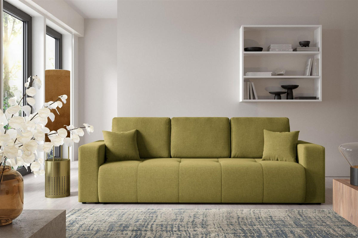 SCHLAFSOFA Augusto - Dunkelgrün, Holzwerkstoff/Textil (244/82/102cm) - Fun Möbel