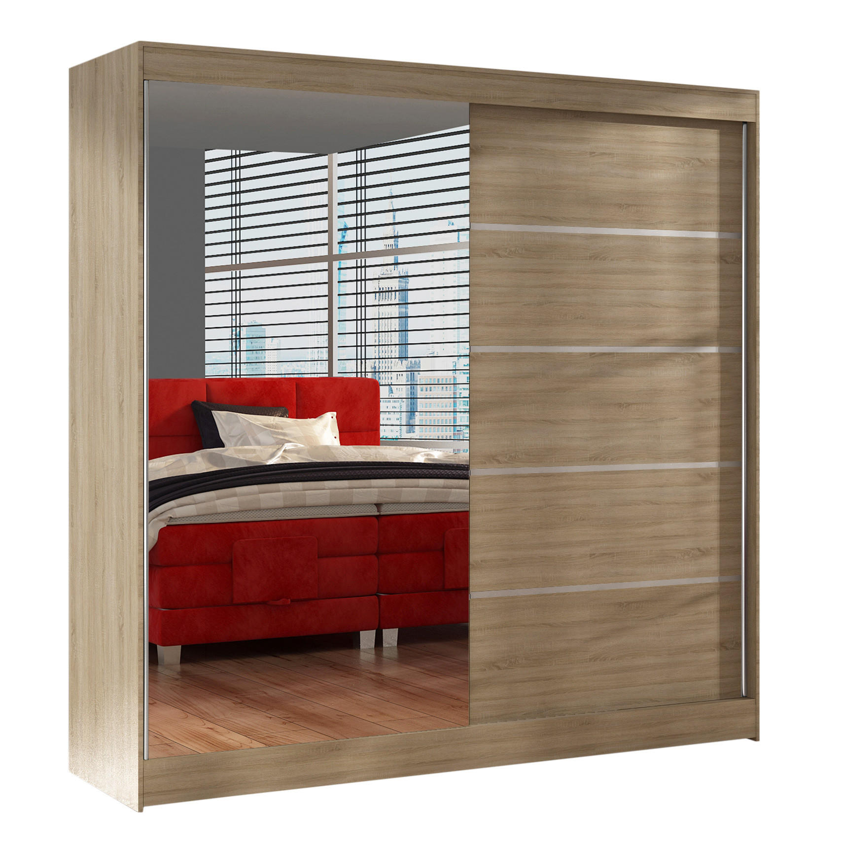 Sofnet Schwebetürenschrank Beige 200x215x58 cm