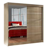 SCHWEBETÜRENSCHRANK Basti III - 200 cm - Beige, Holzwerkstoff/Metall (200/215/58cm) - Sofnet