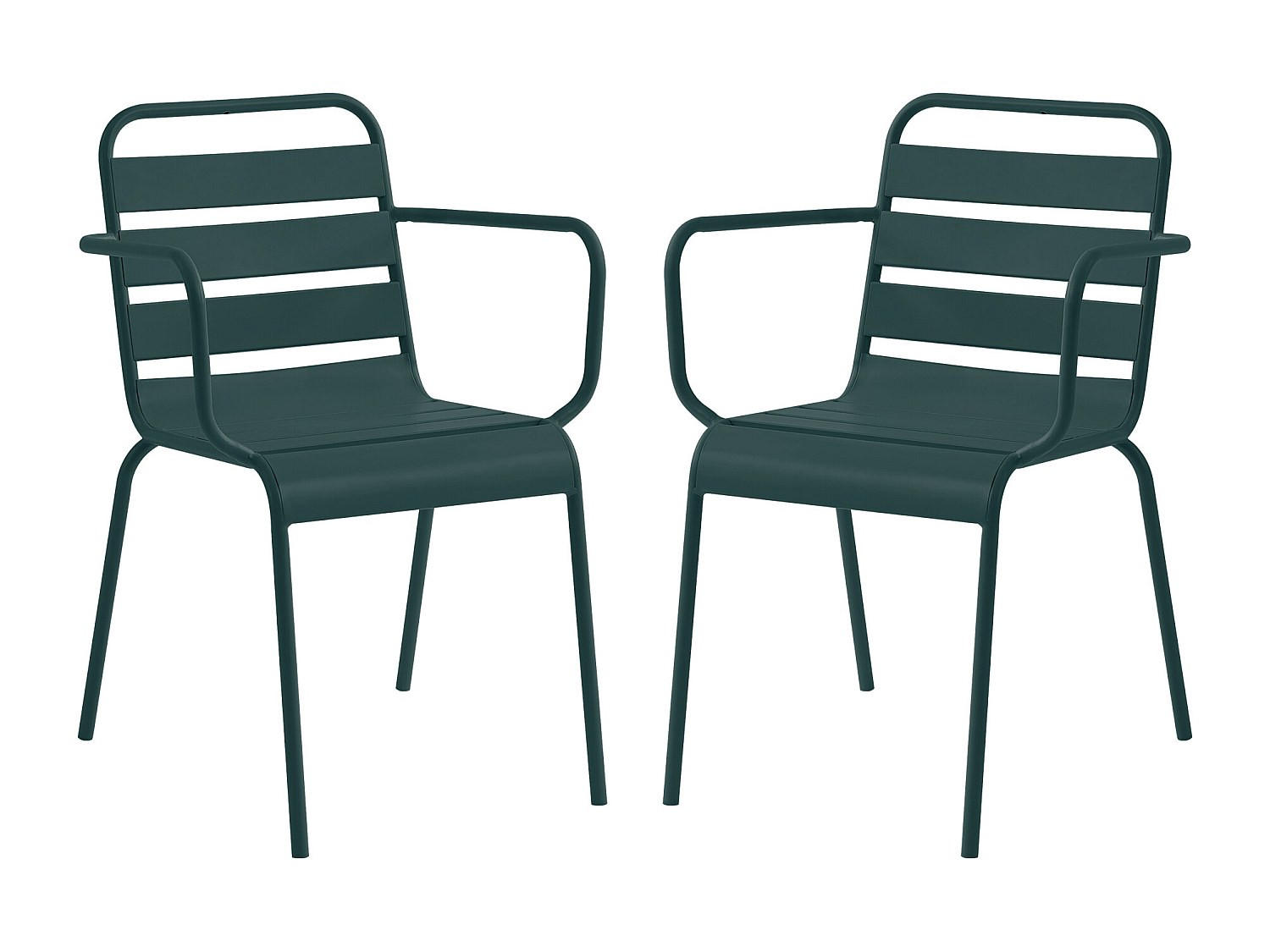 GARTENSESSEL stapelbar 2er-Set - Metall - Tannengrün - MIRMANDE von MYLIA - Grün, Metall (56/79/59cm) - Vente-Unique
