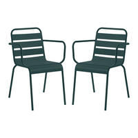 GARTENSESSEL stapelbar 2er-Set - Metall - Tannengrün - MIRMANDE von MYLIA - Grün, Metall (56/79/59cm) - Vente-Unique