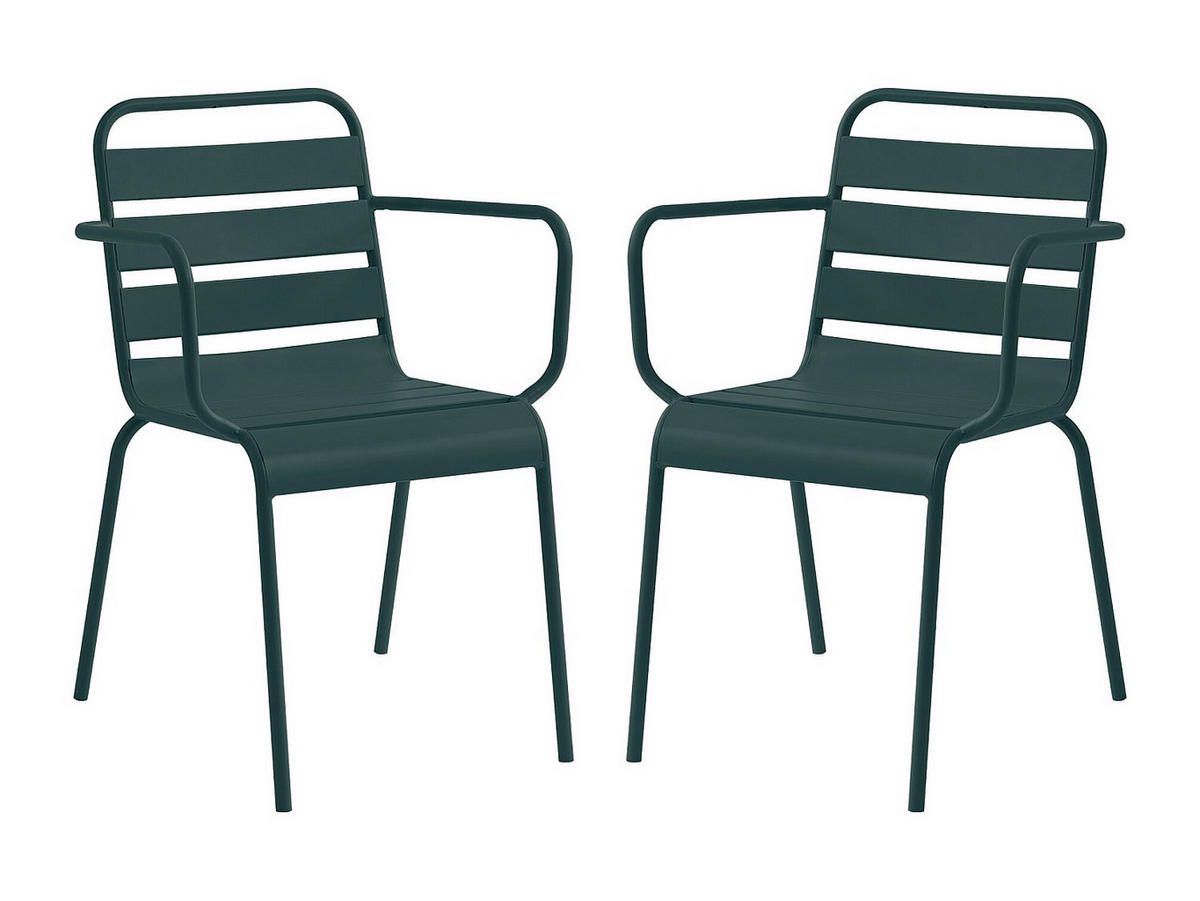 GARTENSESSEL stapelbar 2er-Set - Metall - Tannengrün - MIRMANDE von MYLIA - Grün, Metall (56/79/59cm) - Vente-Unique