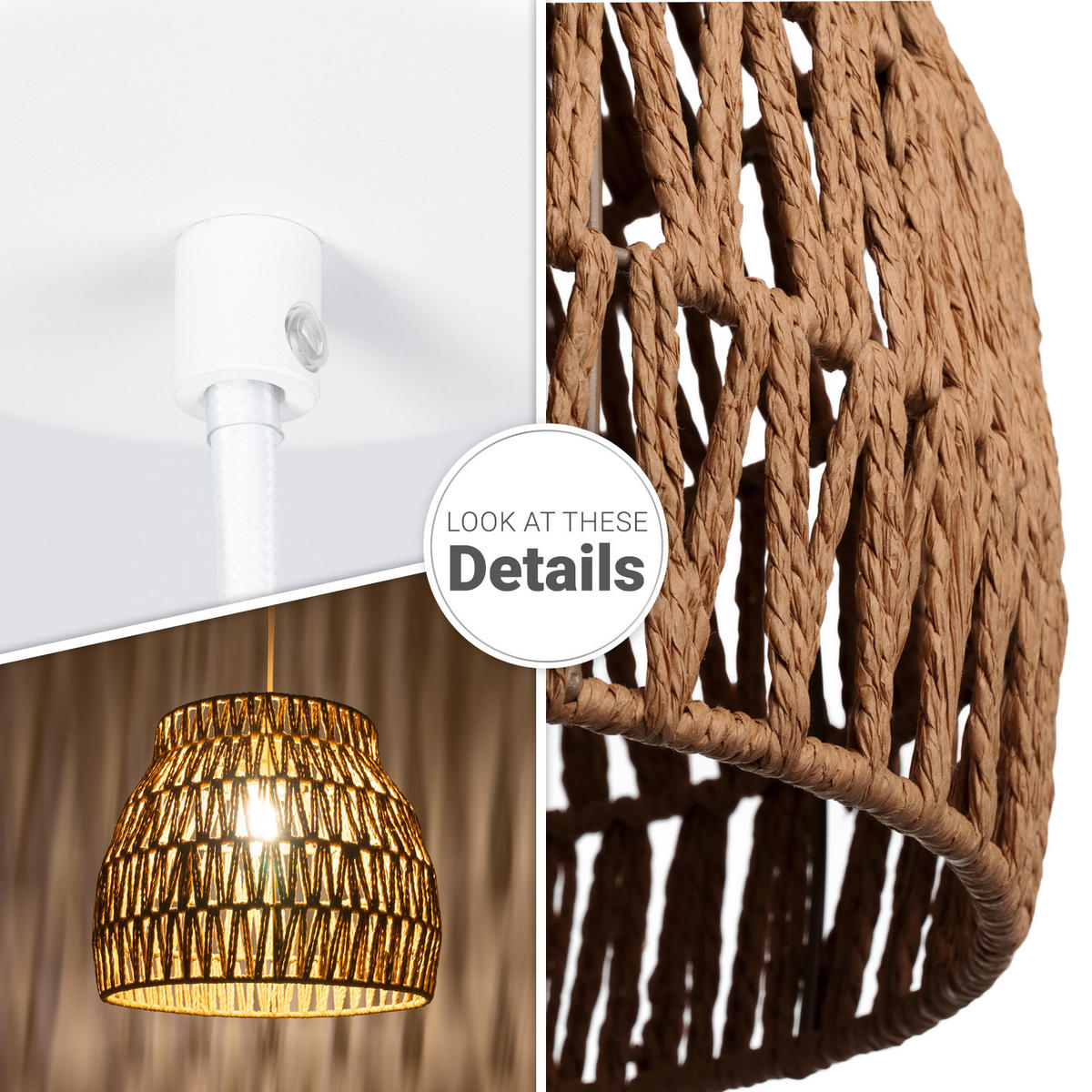 PENDELLEUCHTE Hugo Pd1 Ron - Naturfarben, Metall (35/35/30.4cm) - Paco Home