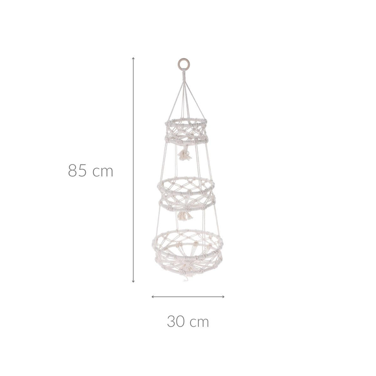 BLUMENAMPPEL Makramee 30/85 cm - Weiß, Naturmaterialien (30/100cm) - Home Styling Collection
