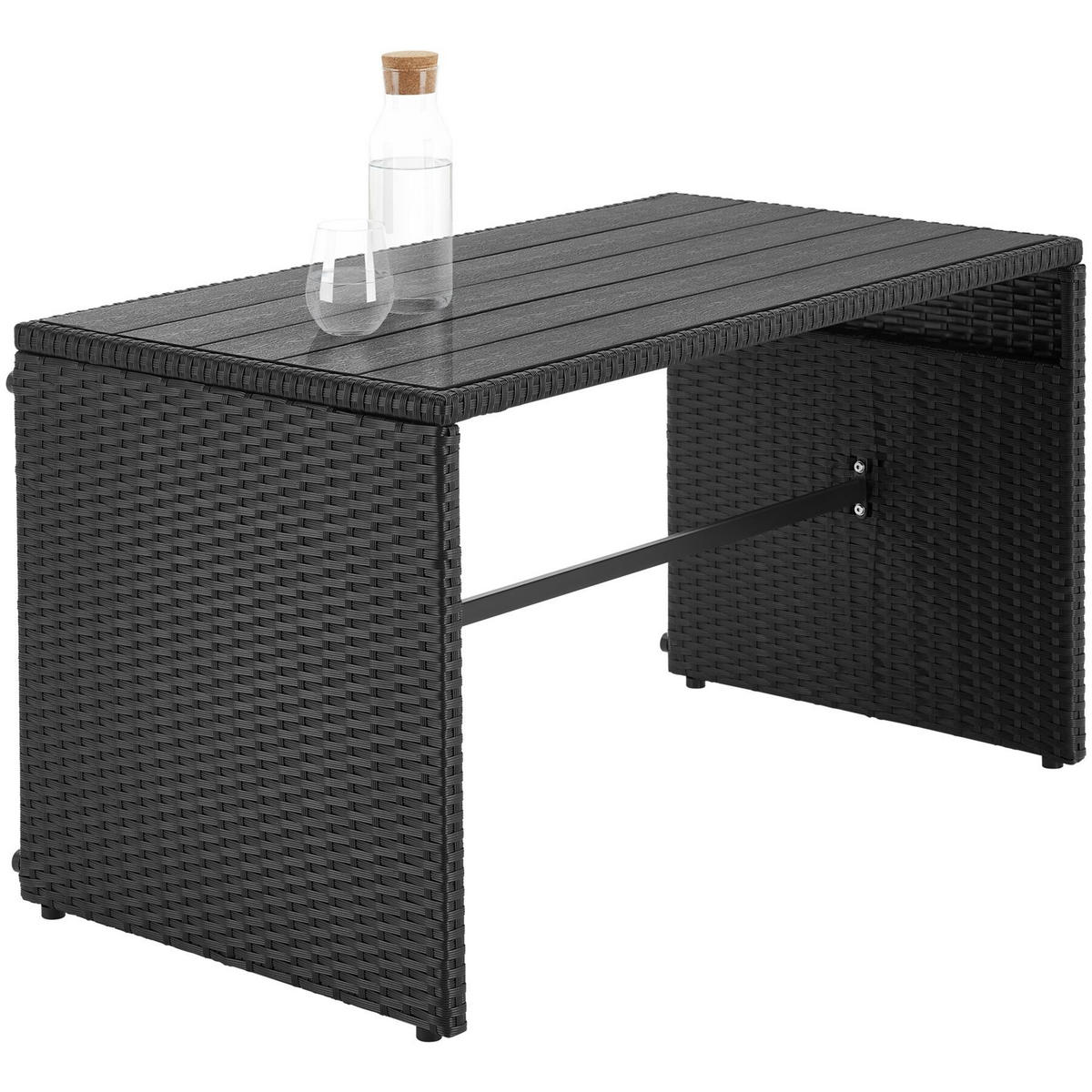 RATTANLOUNGE-SET Monopoli 2-in-1, Sofa und Sitzgruppe für 4, Polyrattan schwarz, 110 x 60 cm - Schwarz, Kunststoff - tectake