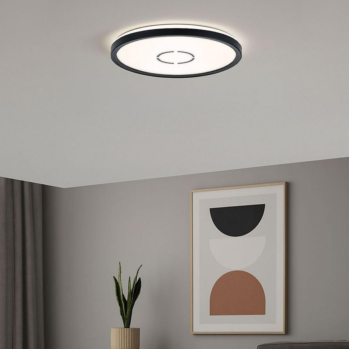 LED DECKENLEUCHTE Schwarz Backlight - Schwarz, Kunststoff (29.3/29.3/2.8cm) - Briloner