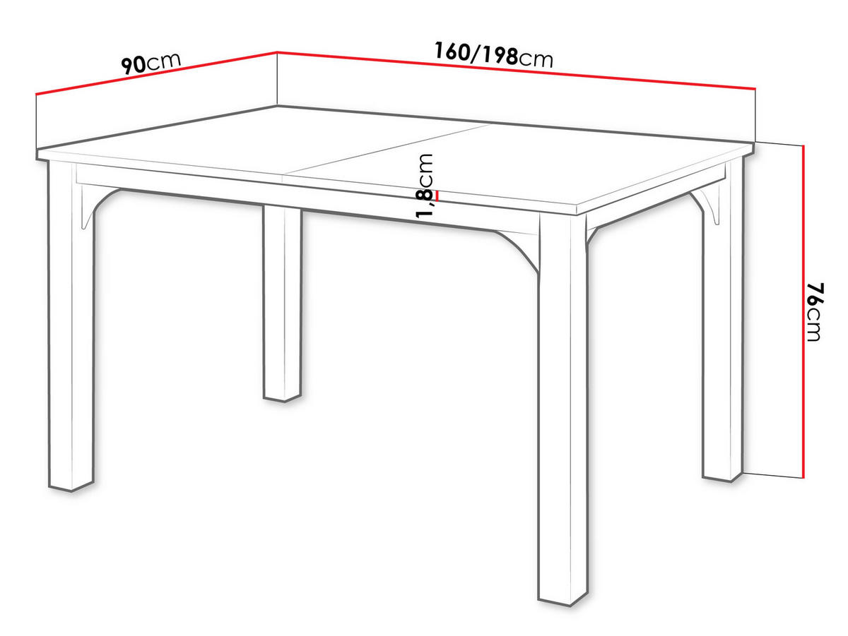 ESSTISCH Focus 160 - Schwarz, Holzwerkstoff/Metall (90/160/76cm) - MIRJAN24