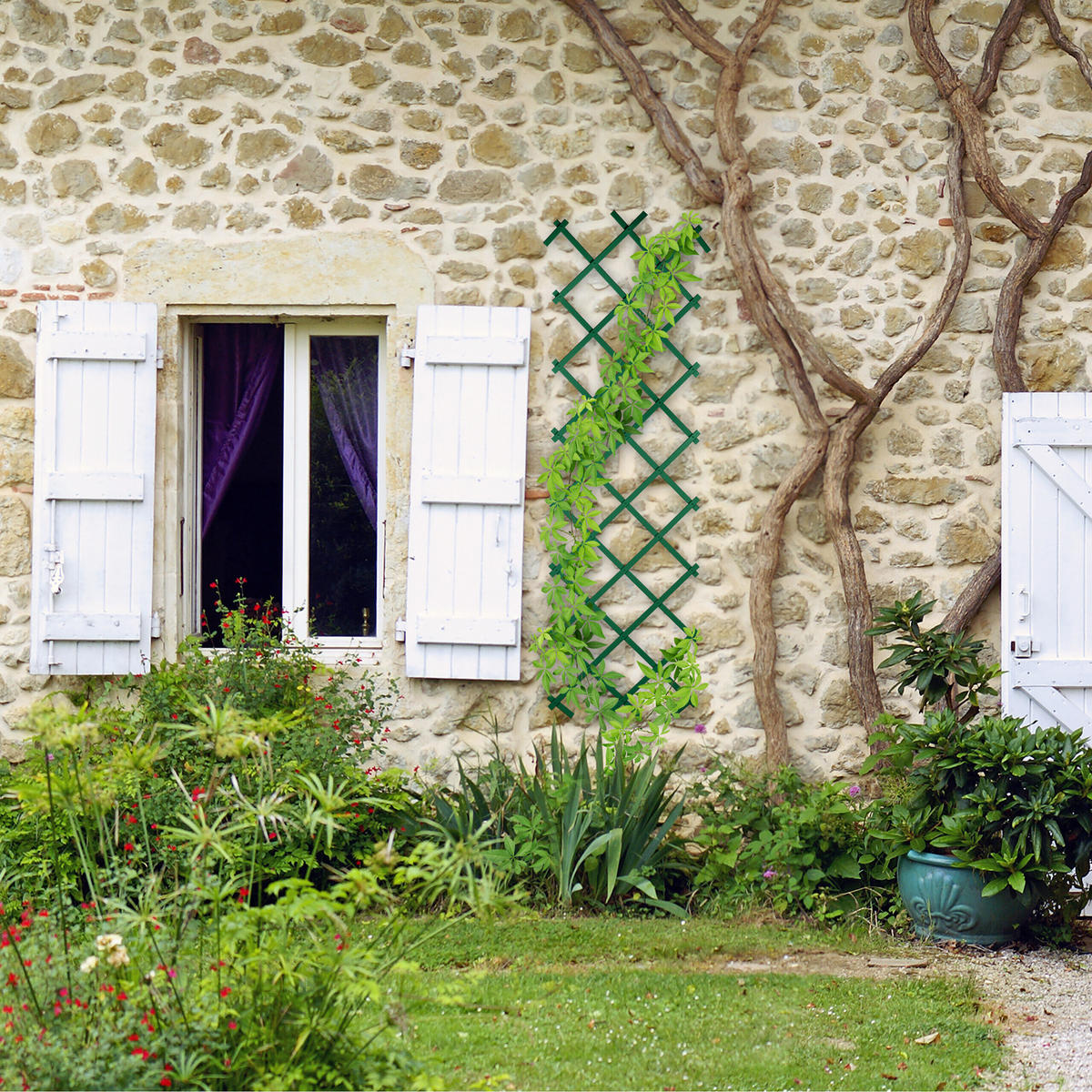 3XRANKGITTER - Grün, Kunststoff (60/180/1.5cm) - Relaxdays