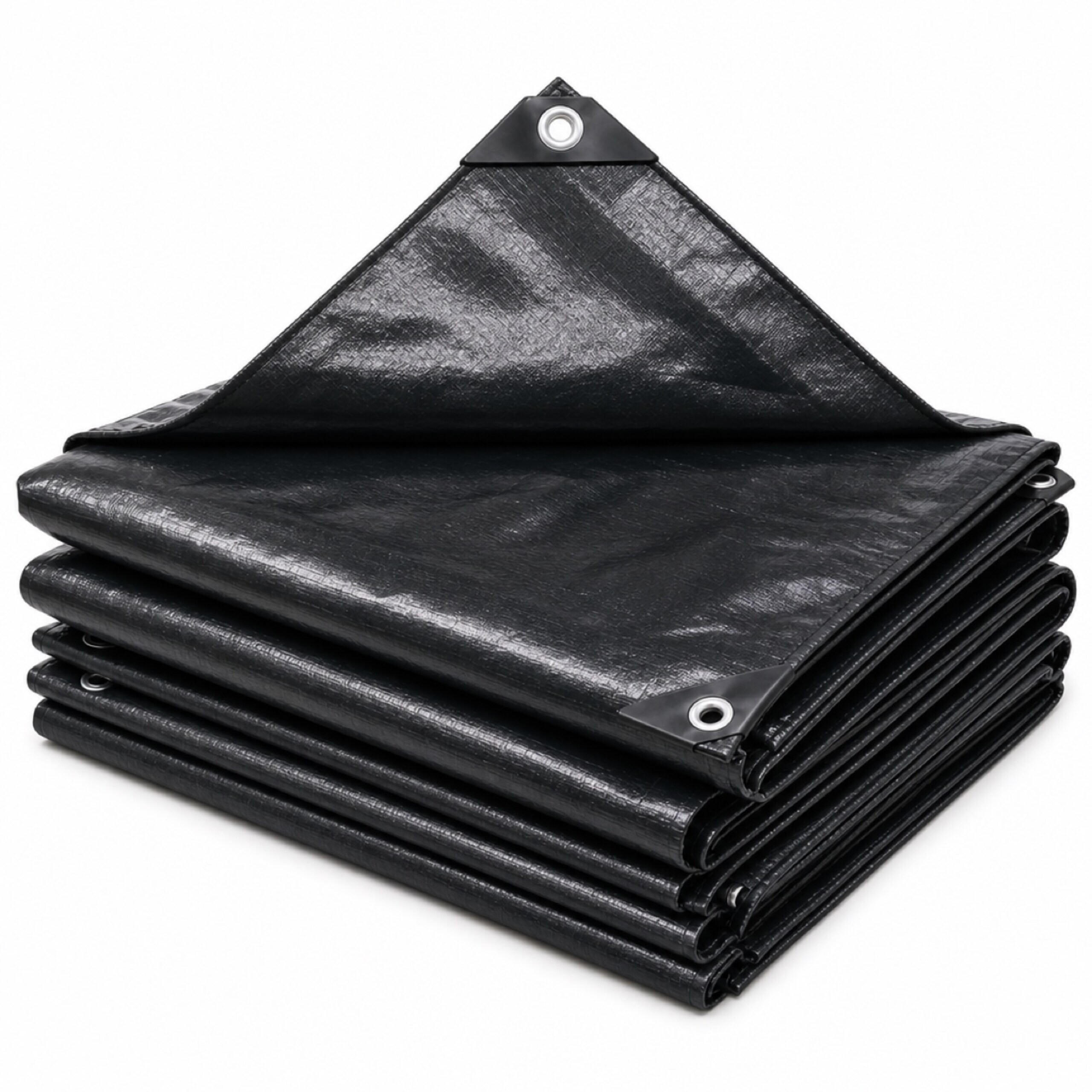 ABDECKPLANE Schwarz wasserdicht 4x5 m - Schwarz, Kunststoff (500/400/0.1cm) - Relaxdays