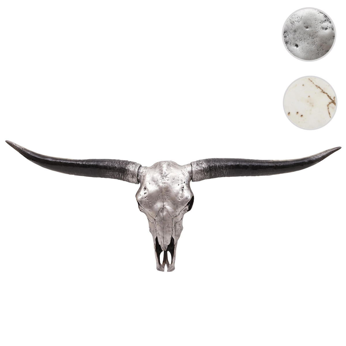 DEKO SCHÄDEL STIER Silbergrau - Grau, Stein (132/56/15cm) - MCW