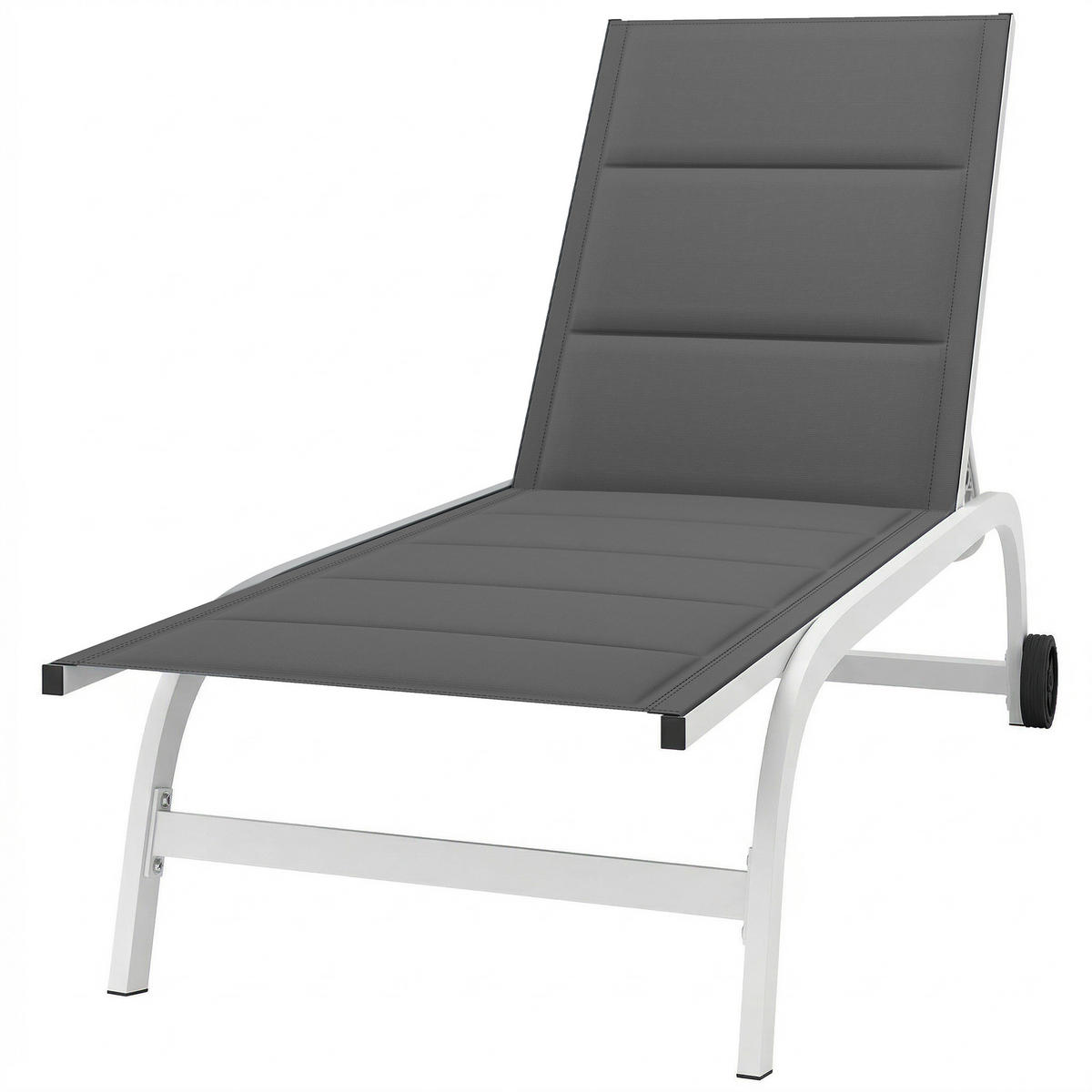SONNENLIEGE Garten-Sonnenliege mit Rollen aus Texteline mit Aluminiumrahmen,165*62*94 cm ,dunkelgrau und weiß - Grau, Metall (62/94/165cm) - Vallsero