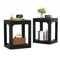 BEISTELLTISCH-SET DE-37279 2er-Set mit doppelstöckigem Stauraum Weiß - Schwarz, Holzwerkstoff (50/40/60cm) - ComfortXL