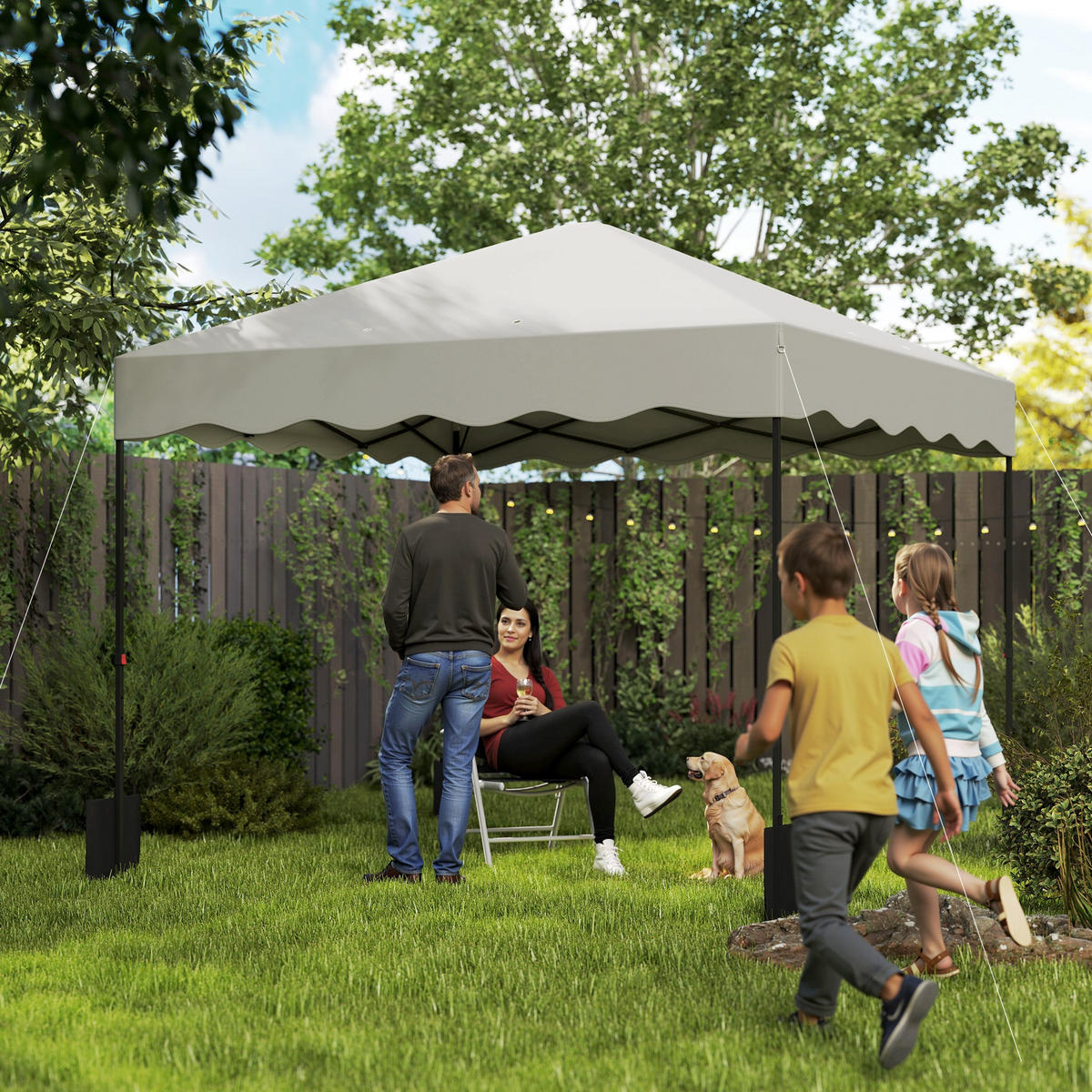 PAVILLON ca.3 x 3m - Creme, Metall (297/287/297cm) - Outsunny