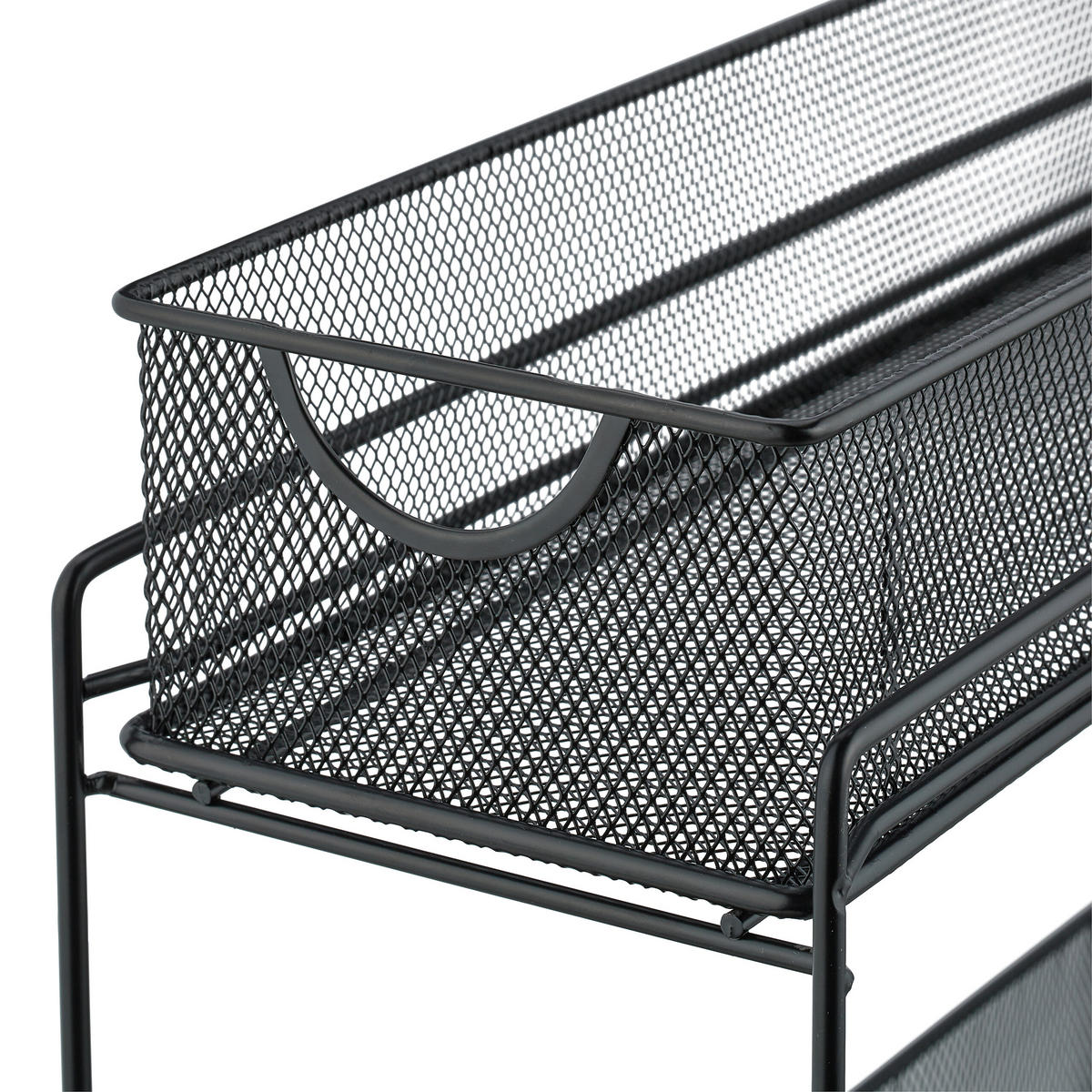 SKÅPSORGANISERARE Svart stål 2 utdragbara korgar - Svart, Metall/Plast (15/40/46cm) - Relaxdays