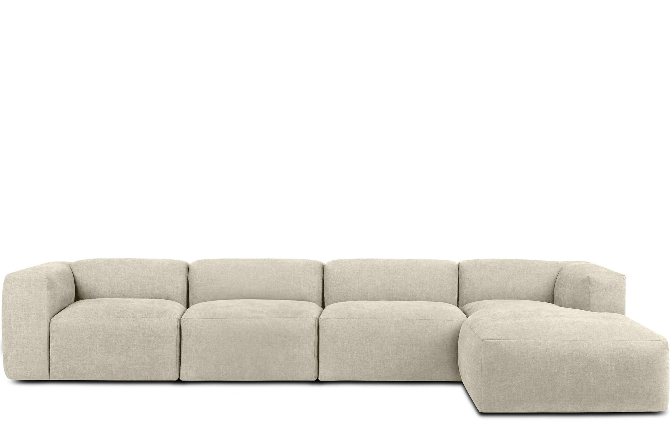 ECKMODULSOFA-RECHTS BUFFO 6-Sitzer mit extrem weicher Sitzfläche, Gewebestoff, ecru - Ecru, Textil (377/180cm) - KONSIMO®