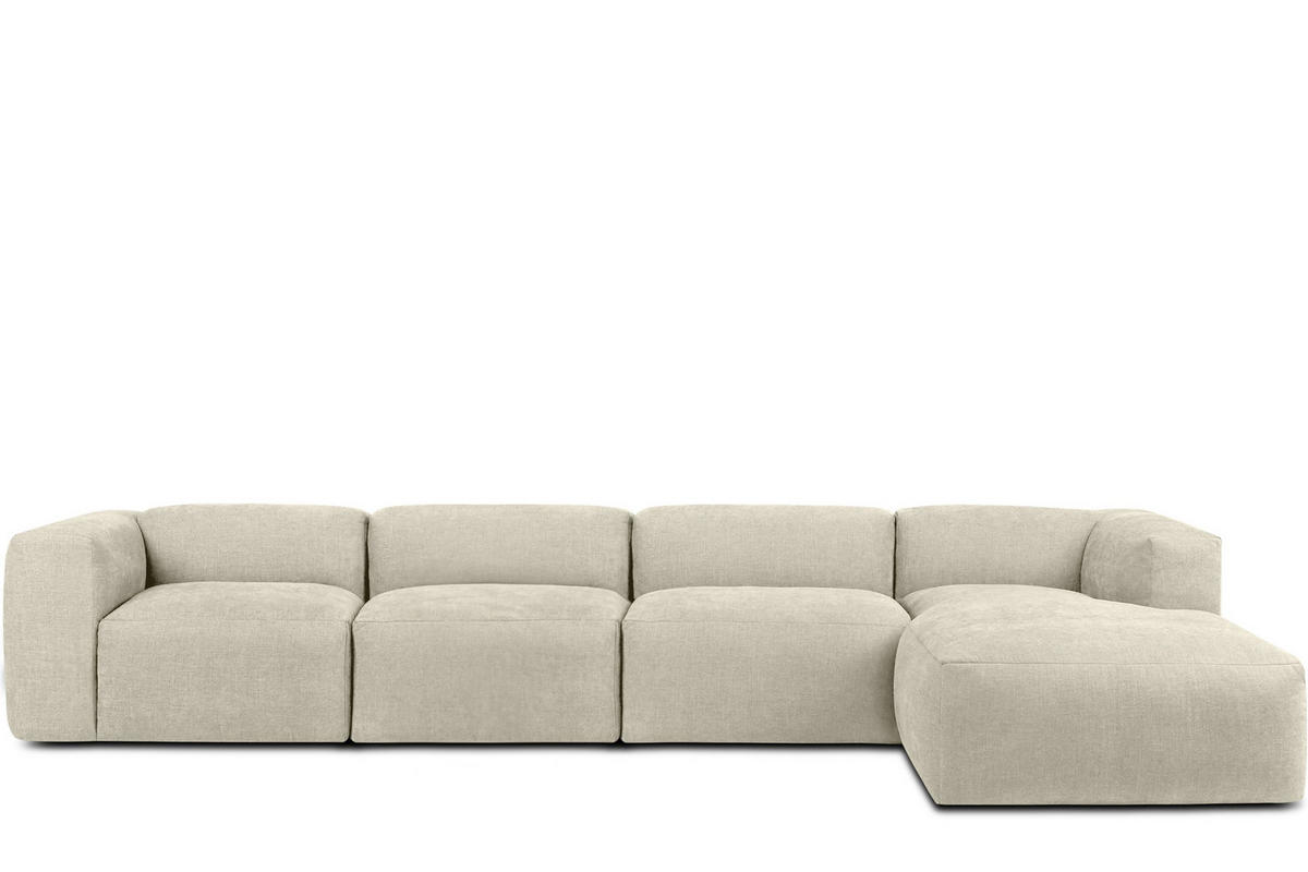 ECKMODULSOFA-RECHTS BUFFO 6-Sitzer mit extrem weicher Sitzfläche, Gewebestoff, ecru - Ecru, Textil (377/180cm) - KONSIMO®