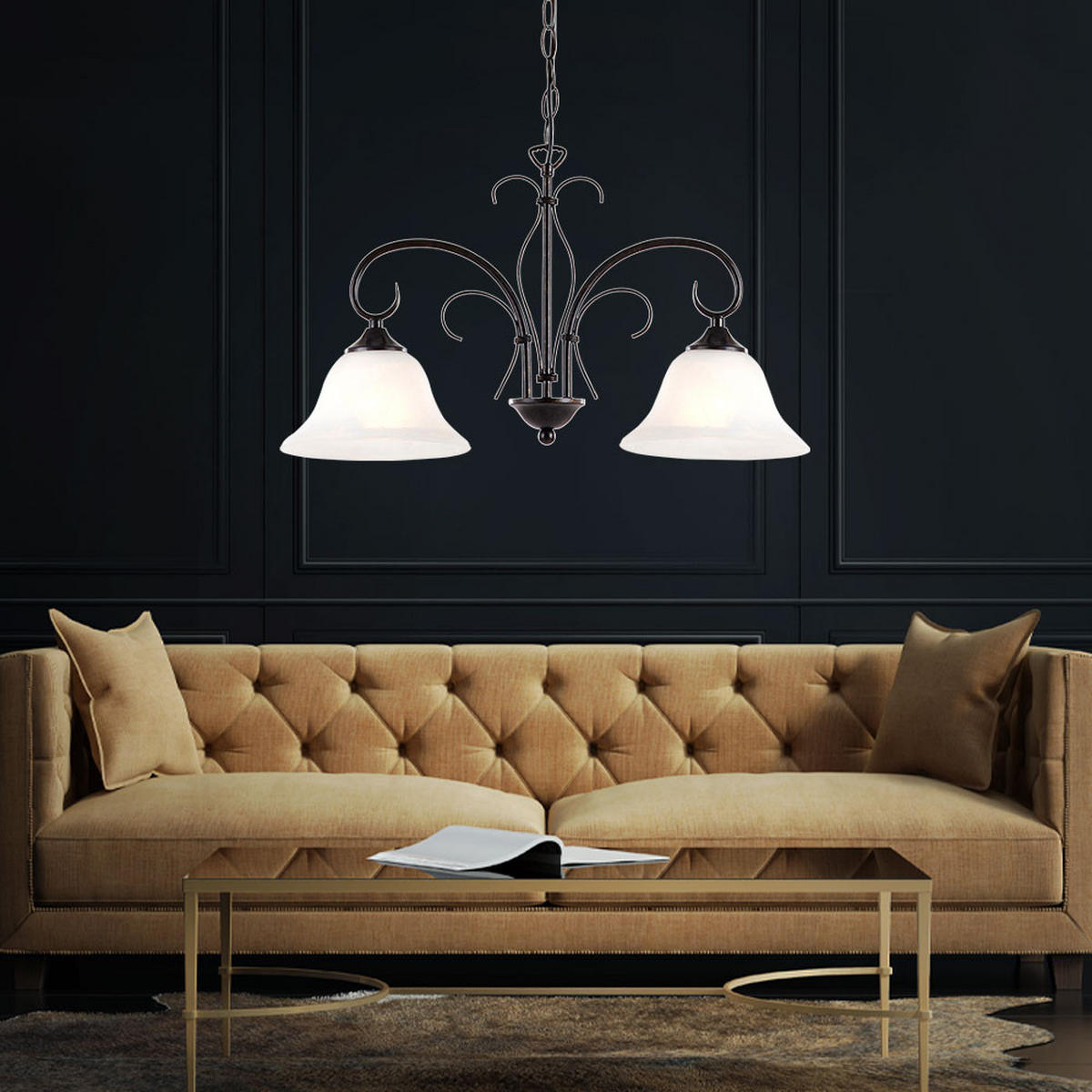 LED HÄNGELAMPE ARIES Rostfarben Braun - Braun, Glas (53.5/19/110cm)