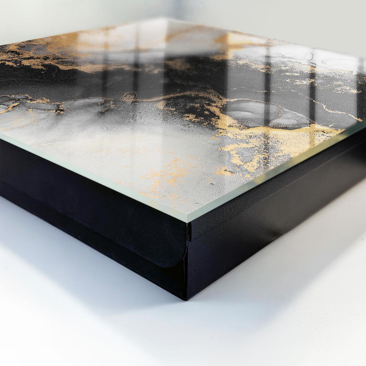 SCHLÜSSELBOX Schwarz 30x30 cm- Türöffnung nach rechts - Schwarze Eleganz - Schwarz, Metall (30/30/5cm) - TULUP