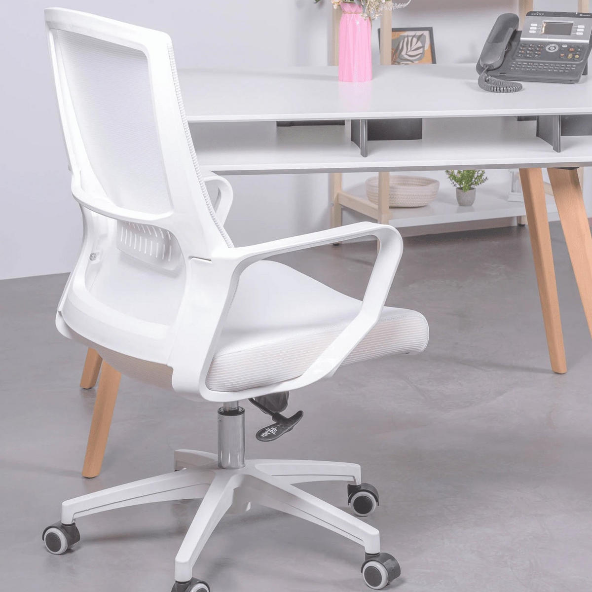 SCHREIBTISCHSTUHL Textil Weiß - Weiß, Textil (60/100/58cm) - Nest Dream