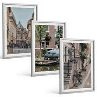 BILDER SET 3er Set - 40x60 cm Silberner Rahmen - Stadtansichten von Gebäuden - Silberfarben, Kunststoff (40/60cm) - TULUP