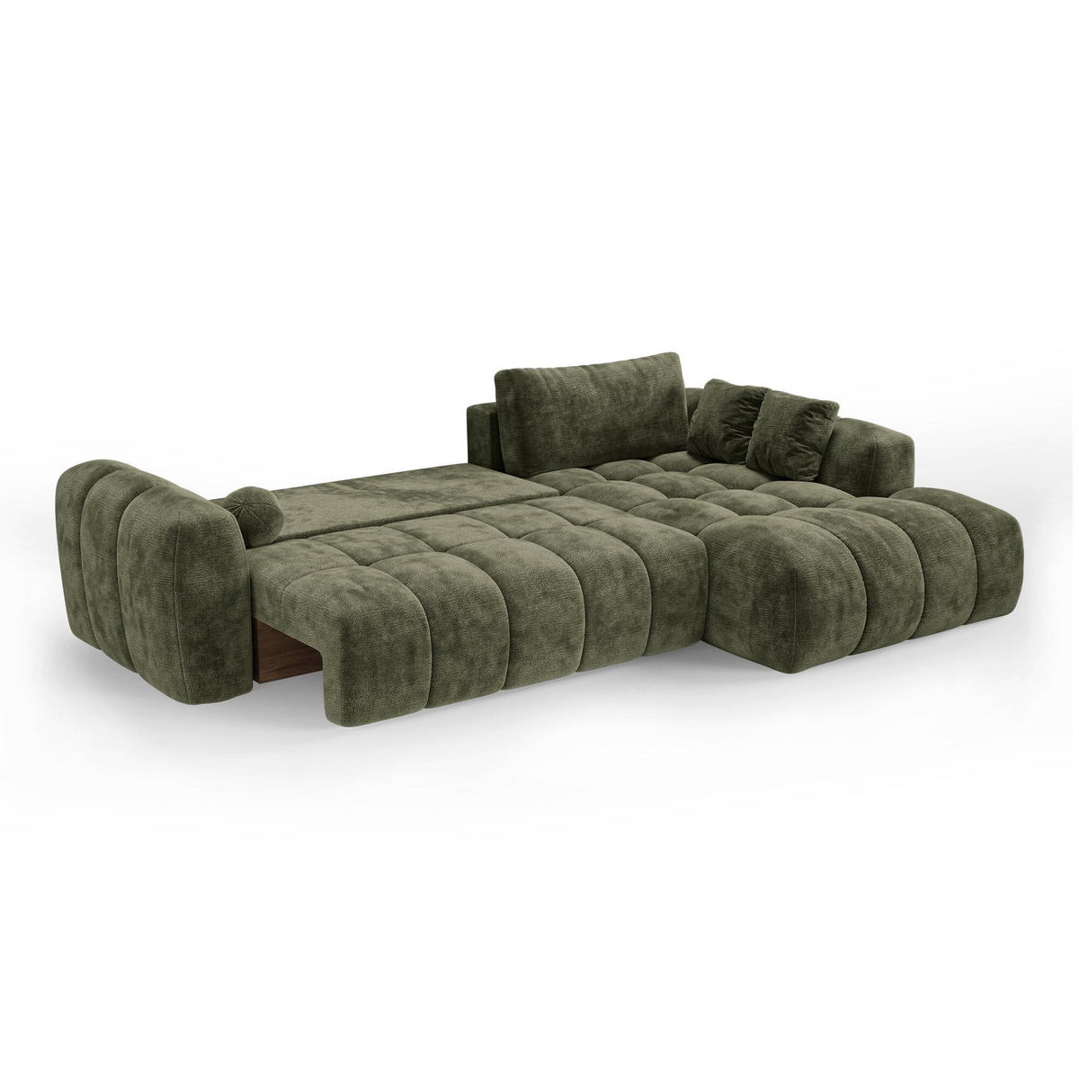 ECKSOFA rechtwinklig SKY Geprägter Samt Vintage-Grün 310cm - Dunkelgrün/Grün, Textil (310/180cm) - Premium Interiors