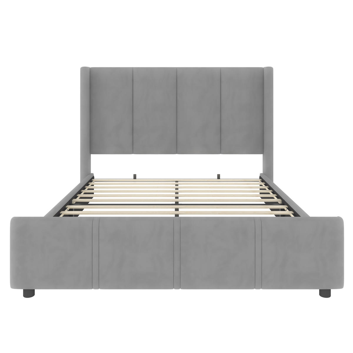 POLSTERBETT 160/200 cm grau mit USB-Anschluss und hohem Kopfteil - Dunkelgrau, Textil (160/200cm) - OKWISH