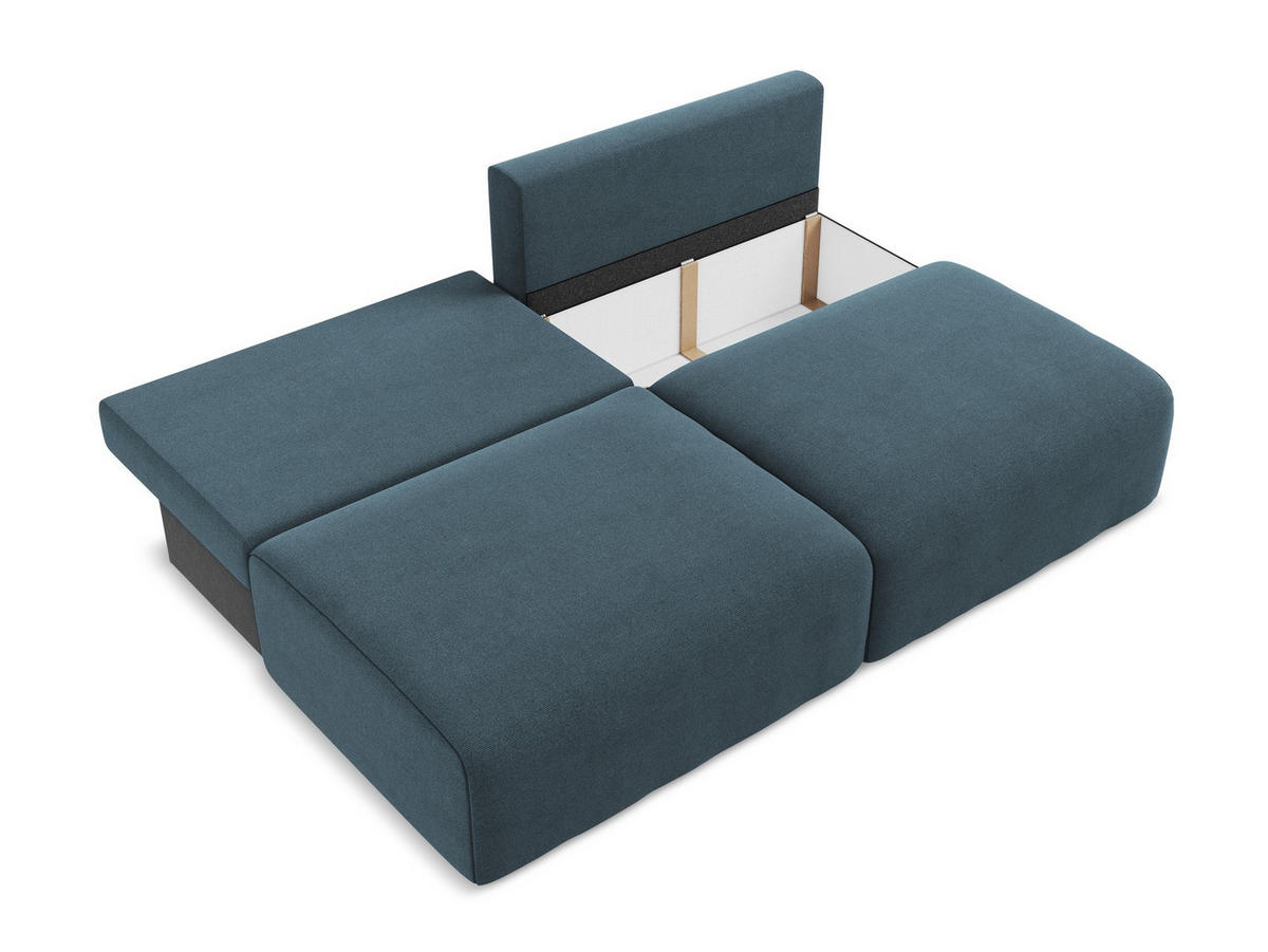 3-SITZER SOFA mit Schlaffunktion Strukturstoff Stoff Blau - Blau/Pink, Kunststoff/Textil (216/79/102cm) - Makamii