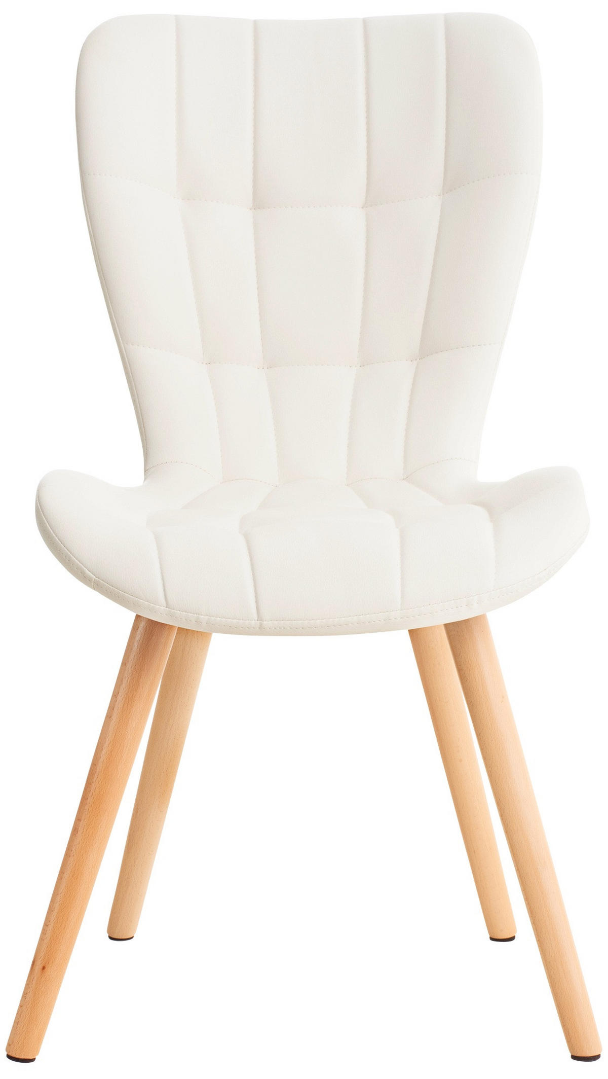 STUHL Lederlook weiß - Eukalyptusholzfarben/Weiß, Holz/Textil (50/88/63cm) - CLP