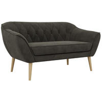 2-SITZER-SOFA PIRS - Dunkelgrau Velvet - Holzbeine - Dunkelgrau/Buchefarben, Holzwerkstoff/Textil (140/75/74cm) - MKS