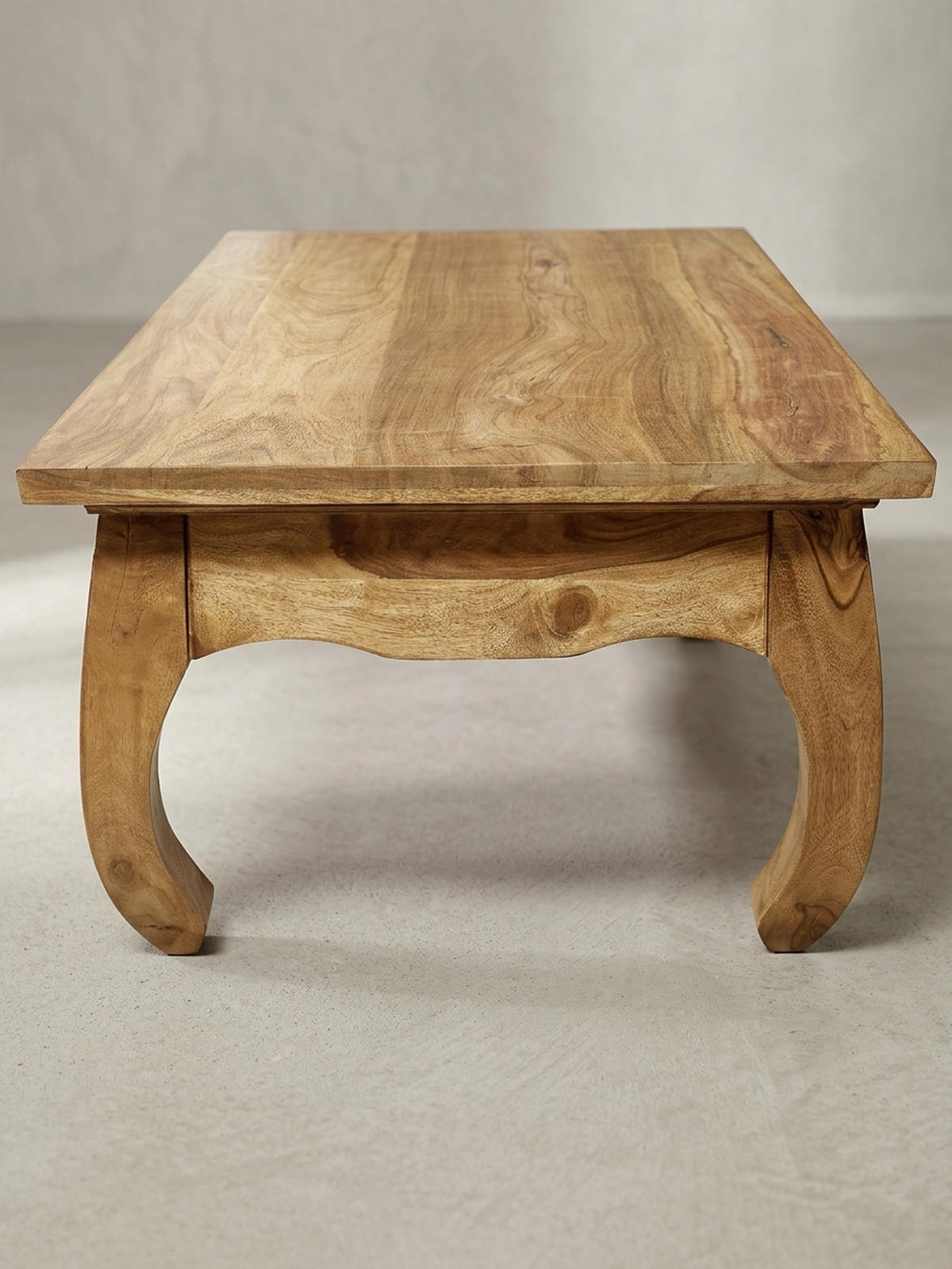 COUCHTISCH KANADA in Opium-Form aus Massivholz Akazie handgefertigt, Beige 110x60x40 cm - Beige, Holz (60/110/40cm) - KADIMA DESIGN