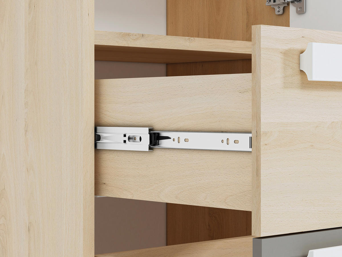 STAURAUMSCHRANK Drop Fjord Buche / weiß / grau 55 / 40 / 199cm - Weiß/Braun, Holz/Holzwerkstoff (55/199/40cm) - Feldmann-Wohnen