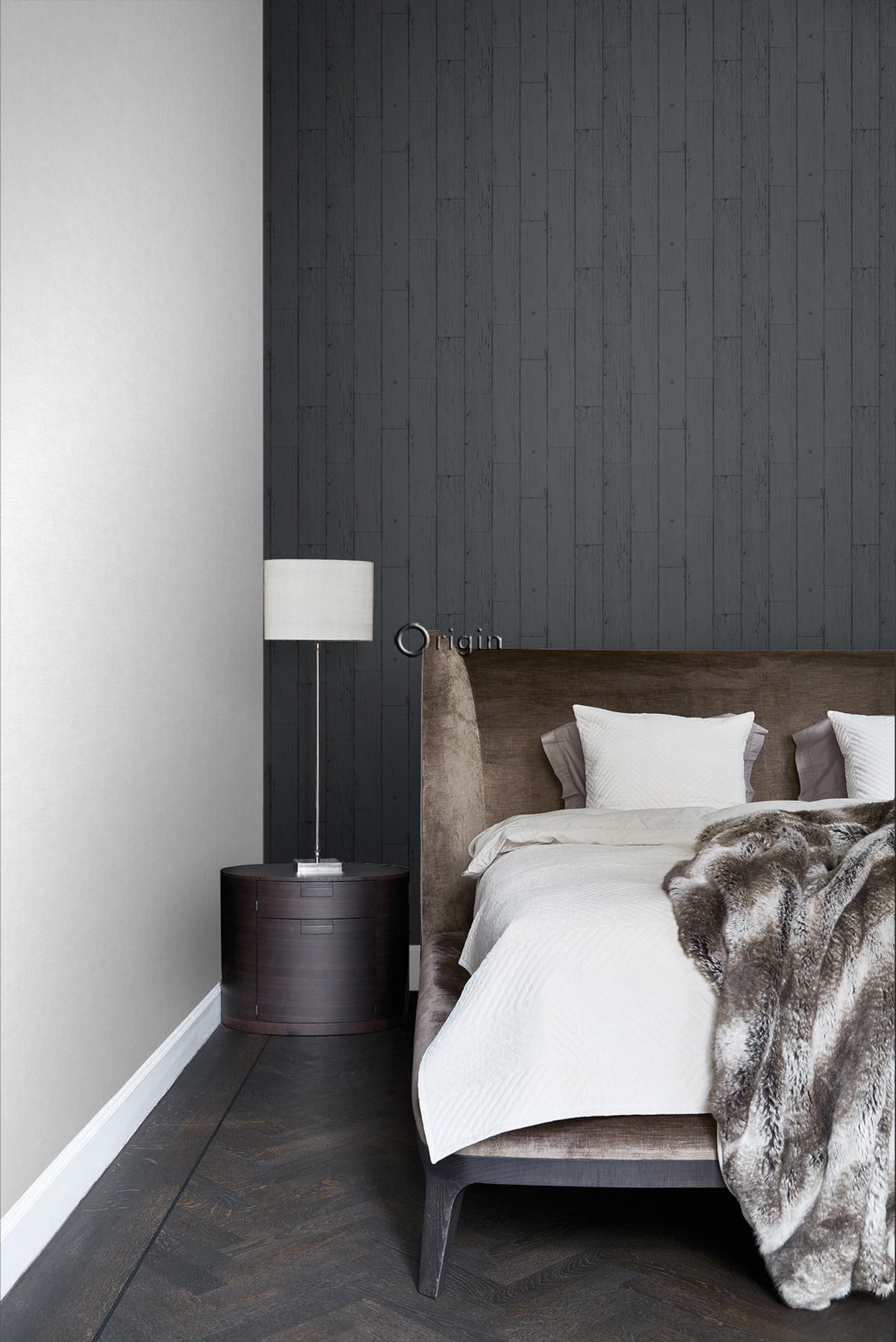 TAPETE Holz-optik 53 cm x 10.05 m - Schwarz, Papier (53/1000cm) - Origin Wallcoverings