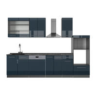KÜCHENZEILE Fame-Line Dunkelblau Hochglanz/Anthrazit 300 cm AP Anthrazit - Anthrazit/Dunkelblau, Holzwerkstoff (300/81.6/60cm) - Vicco