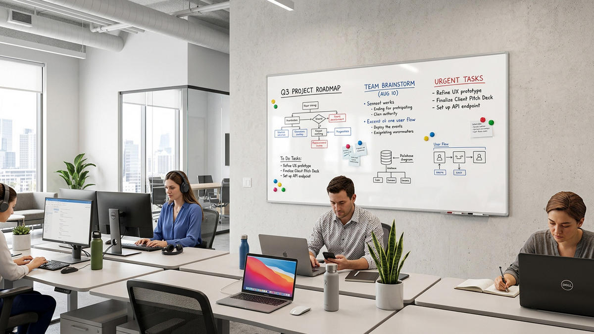WHITEBOARD - PREMIUM EXPO Alurahmen 220x120cm - Weiß, Metall (220/120/1.6cm) - ALLboards