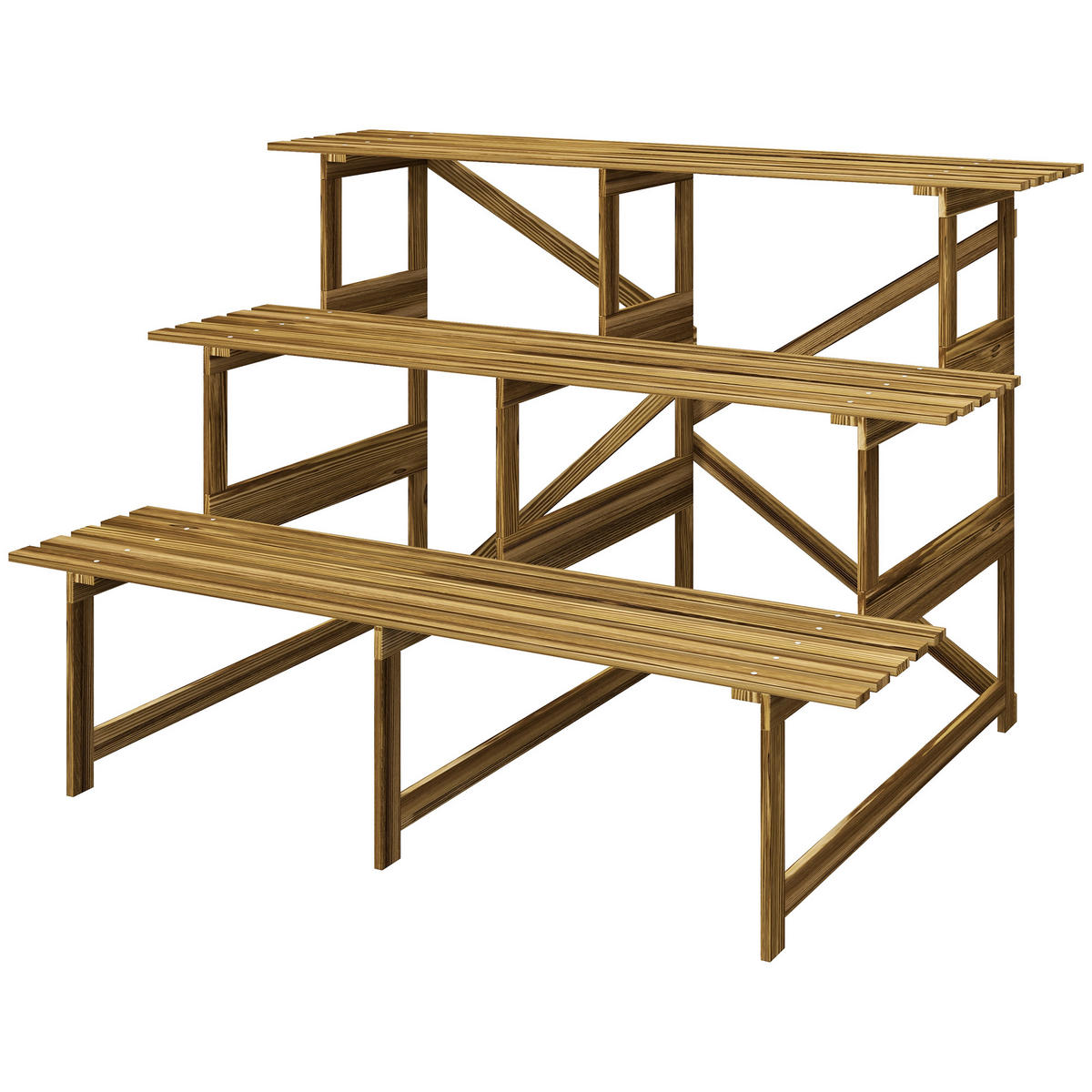 PFLANZENSTÄNDER DE-05436 3 Etagen, Naturholz Natur - Naturfarben, Holz (120/80/78cm) - ComfortXL