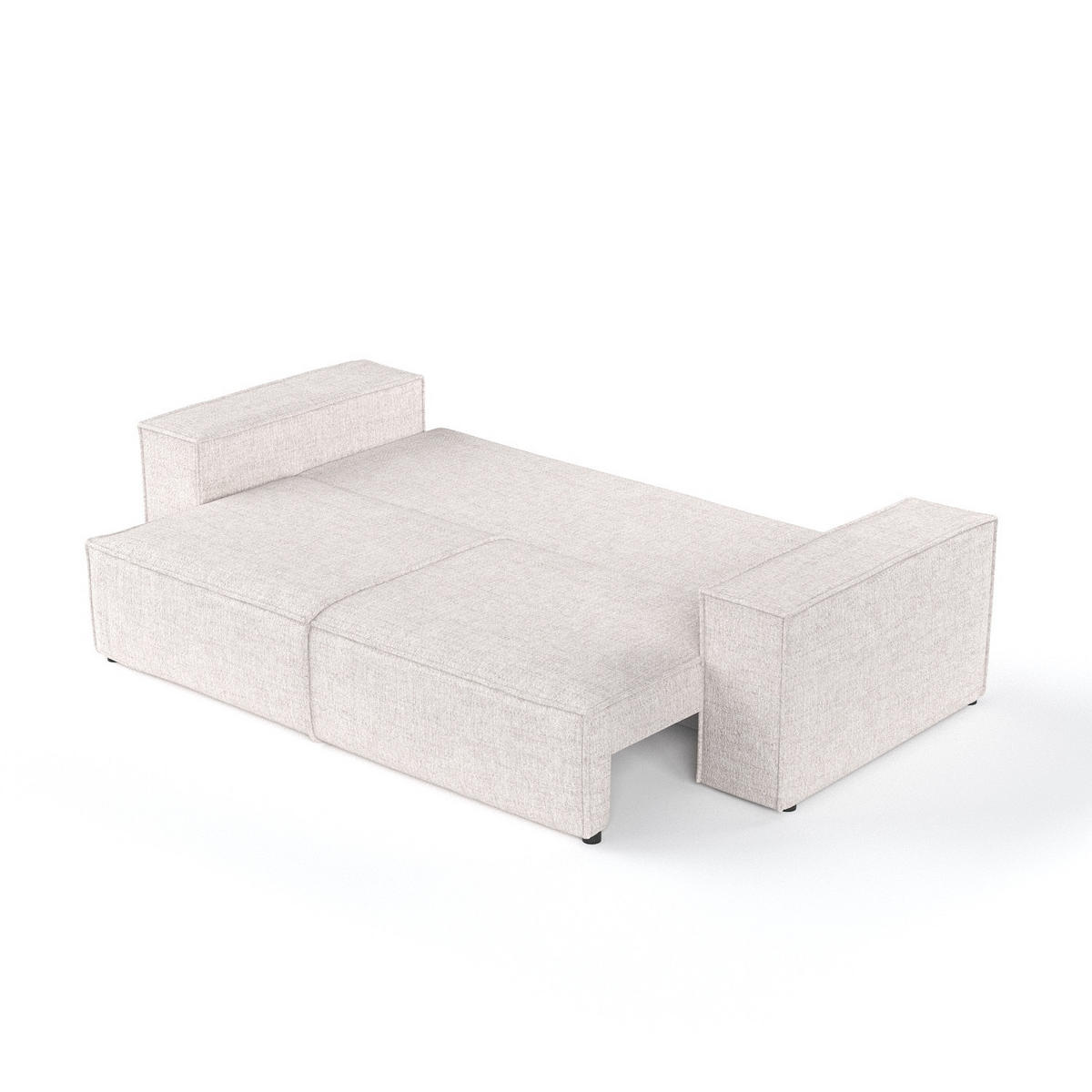 SOFA RESSO mit Schlaffunktion Hellbeige im Neve Stoff - Sandfarben/Schwarz, Holz/Holzwerkstoff (255/70/105cm) - AltaBeds