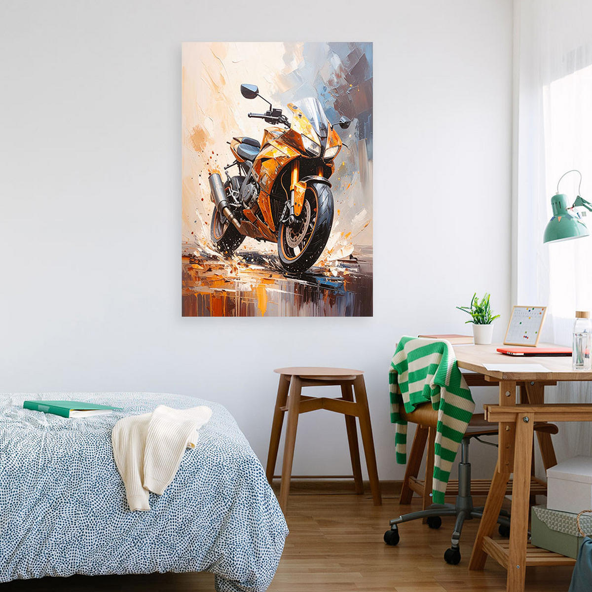 LEINWANDBILD Sport Motorrad 60x90cm - Beige, Textil (60/90cm) - Feeby