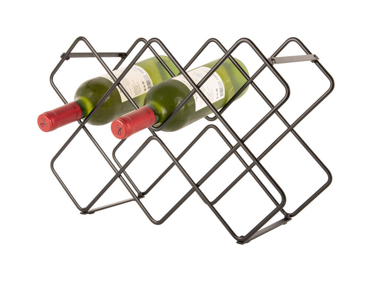 WEINREGAL aus Metall Diamonds 40,5/15,5/27,5 cm - Schwarz, Metall (15.5/27.5/40.5cm) - Present Time