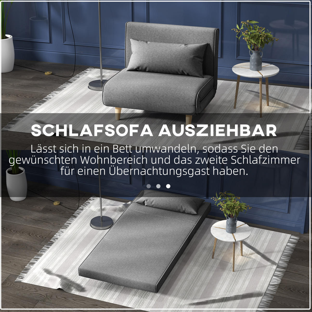 SCHLAFSOFA, Leinenbezug mit 6-fach verstellbarer Rückenlehne, 94/78/80 cm, Grau - Grau, Textil (78/80/94cm) - Redom