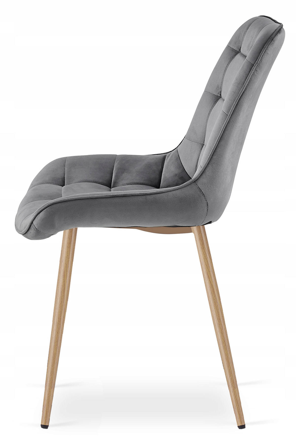 STUHL Dunkelgrau 54x60 cm BERA Samtbezug Beine Eiche - Grau, Textil (54/52/60cm)