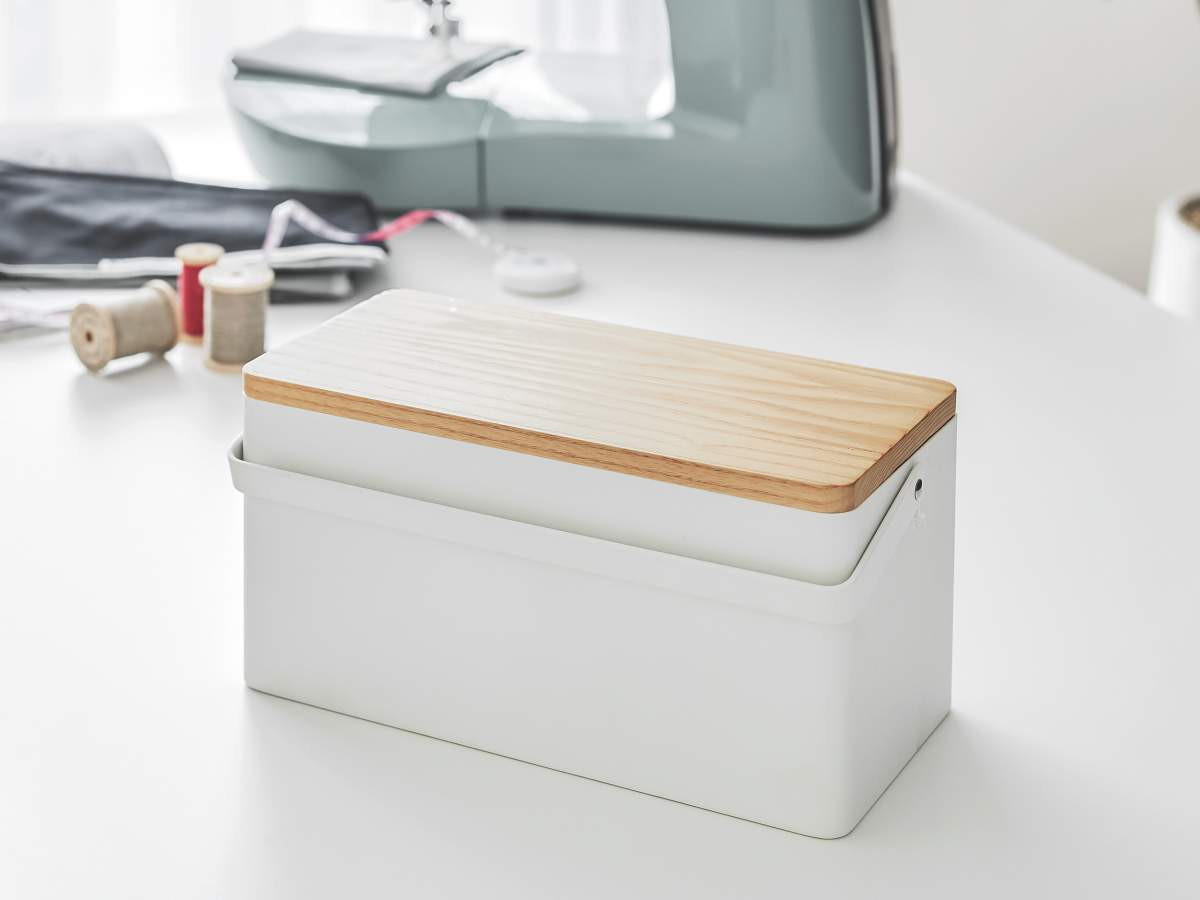 NÄHKASTEN Tower schwarz 27/13/14 cm - Weiß, Holz/Metall (14/27cm) - Yamazaki